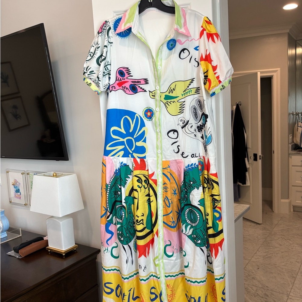 Colorful Graphic Print Women's Dress like Alemais